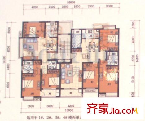 北國之春戶型圖三單元A套與B套 3室2廳2衛(wèi)1廚