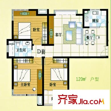 北國之春戶型圖戶型 3室2廳1衛(wèi)1廚