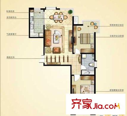 賦海世家戶型圖二期10號(hào)、11號(hào)樓高層住宅17戶型 2室2廳1衛(wèi)1廚