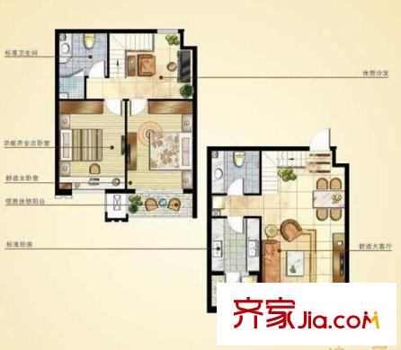 賦海世家戶型圖二期10號(hào)、11號(hào)樓高層住宅19戶型 2室2廳2衛(wèi)1廚
