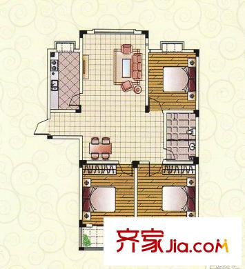 時代麗景苑戶型圖高層住宅33號樓D戶型 3室2廳1衛(wèi)1廚