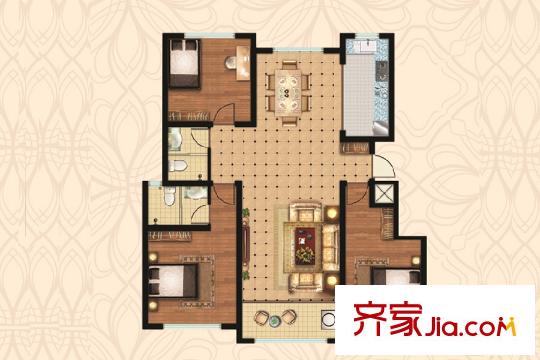 世貿(mào)尚水名邸D戶(hù)型 3室2廳2衛(wèi)1廚