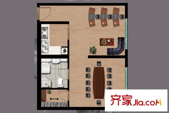 和平廣場(chǎng)B戶型 1室1廳1衛(wèi)1廚