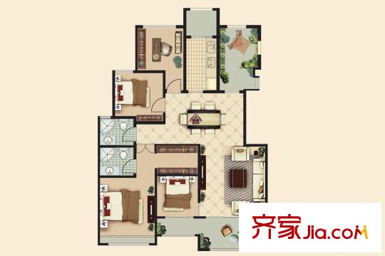 盛唐山河成臻園組團(tuán)D戶型 4室2廳2衛(wèi)1廚