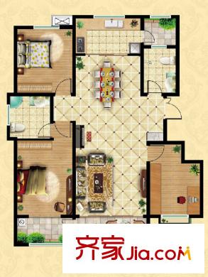 峽山中央華府19/30#C戶型 3室2廳2衛(wèi)1廚
