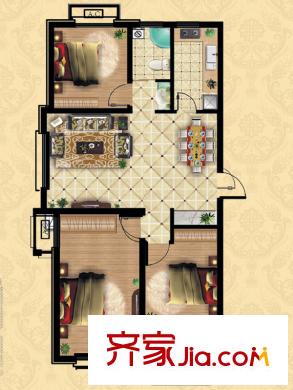 峽山中央華府36#A戶型 3室2廳1衛(wèi)1廚