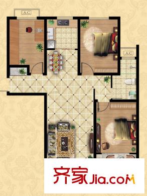 峽山中央華府36#C戶型 3室2廳1衛(wèi)1廚