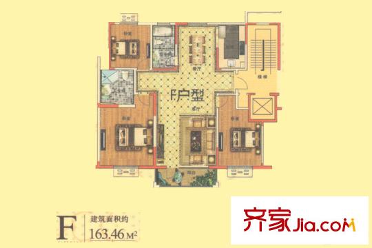 舜景苑一期高層23、24、25、26號樓F戶型 3室2廳2衛(wèi)1廚