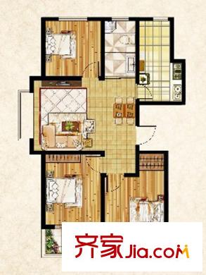 新城湖光山舍高層H戶型 3室2廳1衛(wèi)1廚