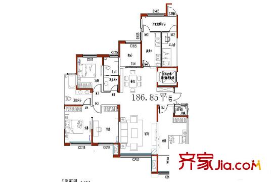 金宸公館13號(hào)樓2戶(hù)型 4室2廳2衛(wèi)1廚
