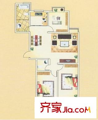 佳利秀水一期高層H1戶型 3室2廳2衛(wèi)1廚