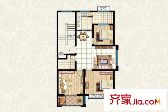 清平花園多層26#D戶型 3室2廳1衛(wèi)1廚