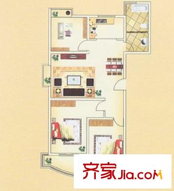 佳利秀水I1戶型 3室2廳1衛(wèi)1廚