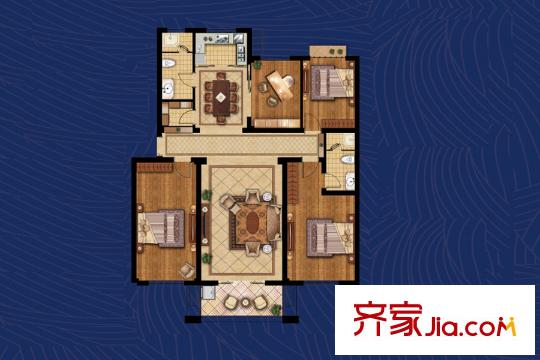 香頌灣二期9#多層戶型 4室2廳2衛(wèi)1廚