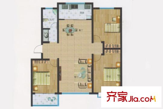 濱?；▓@I戶型 3室2廳1衛(wèi)1廚