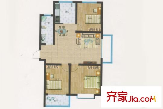 濱?；▓@E戶型 3室2廳1衛(wèi)1廚