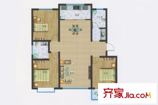 濱?；▓@H戶型 3室2廳2衛(wèi)1廚