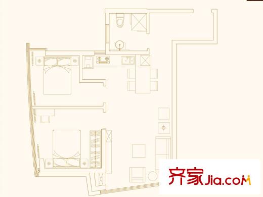 榮觀華府沿河尊邸07戶型（售完） 2室1廳1衛(wèi)1廚