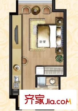 寶鼎花園高層公寓E1戶型  1室1廳1衛(wèi)1廚