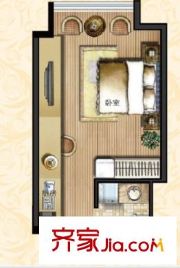 寶鼎花園高層公寓D1戶型  1室1廳1衛(wèi)1廚