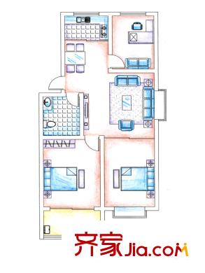 華安東方明珠二期住宅戶型圖 3室2廳1衛(wèi)1廚