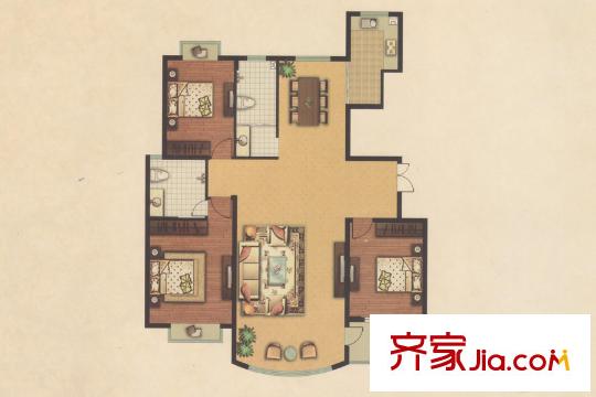唐寧府N戶型 3室2廳2衛(wèi)1廚