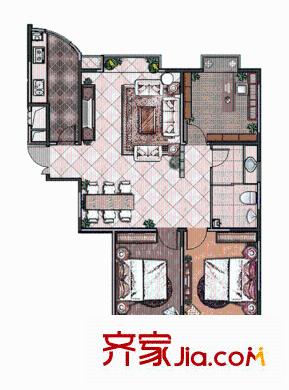 唐寧府花園觀邸-A 3室2廳1衛(wèi)1廚