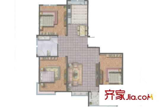 永潤城市花園B1戶型 3室2廳1衛(wèi)1廚