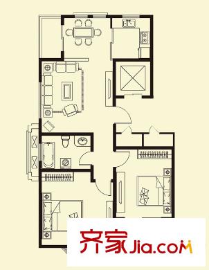 青云御景園高層2戶型 2室2廳1衛(wèi)1廚