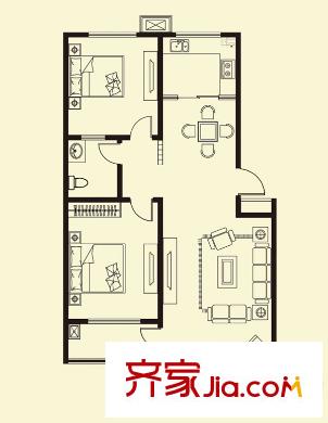 青云御景園高層3戶型 2室2廳1衛(wèi)1廚