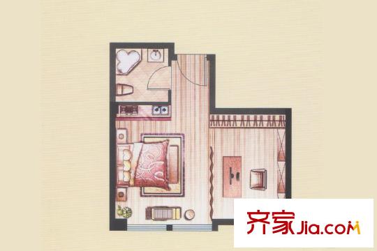 晨晟世紀城公寓C戶型 1室1廳1衛(wèi)