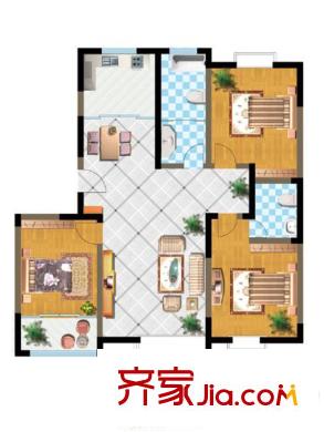 城建順達(dá)花園高層4號樓152平方米戶型圖 3室2廳2衛(wèi)1廚