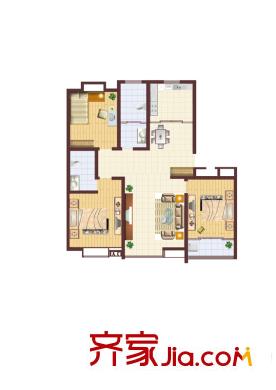 城建順達(dá)花園高層149平方戶型圖 3室2廳2衛(wèi)1廚