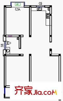 城建順達(dá)花園多層100平方戶型圖 2室2廳1衛(wèi)1廚