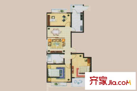 新華國際2#/1#樓戶型 3室2廳1衛(wèi)1廚