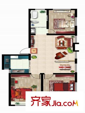 駿龍花園一期住宅A戶型（售完） 3室2廳1衛(wèi)1廚