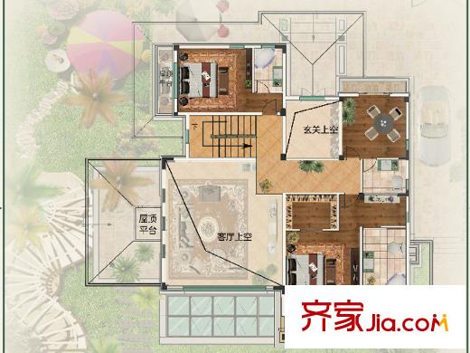 浮煙山國(guó)際社區(qū)別墅V4戶型二層 2室1廳3衛(wèi)