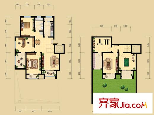 鼎恒伴山一期洋房F2戶型 5室3廳1衛(wèi)1廚
