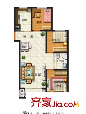 汶水花園1號樓T3-03戶型 3室2廳1衛(wèi)1廚