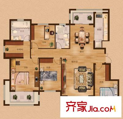 茂華愛(ài)琴海一期Ba戶型 4室2廳2衛(wèi)1廚