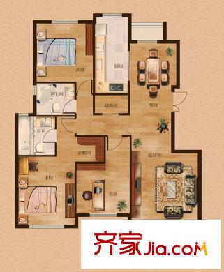 茂華愛(ài)琴海一期Da戶型 3室2廳2衛(wèi)1廚