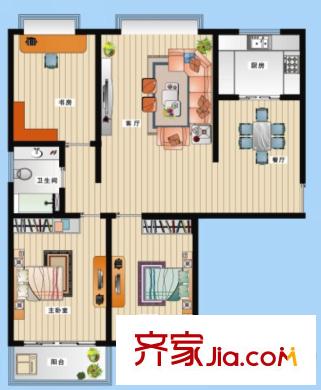 DBC名苑1/2號(hào)樓西戶標(biāo)準(zhǔn)層D戶型 3室2廳1衛(wèi)1廚