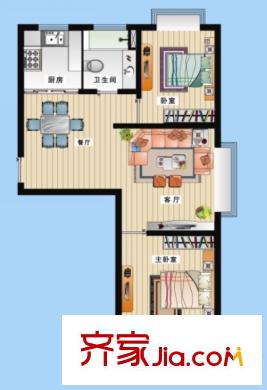 DBC名苑1/2/3號(hào)樓東山標(biāo)準(zhǔn)層A戶型 2室2廳1衛(wèi)1廚