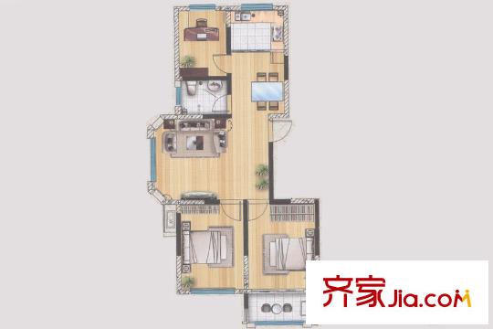 盛華名園西山B戶型 3室2廳1衛(wèi)1廚