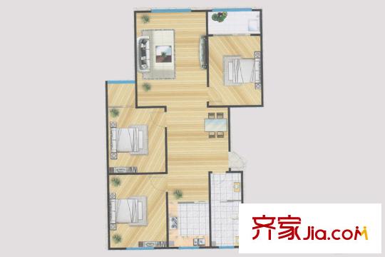 盛華名園4#B戶型 3室2廳1衛(wèi)1廚