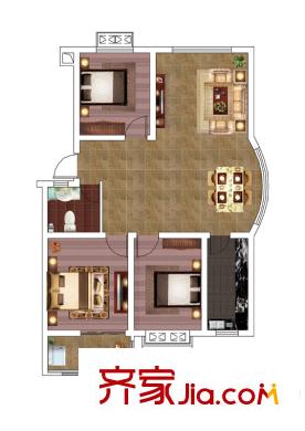 虞河小鎮(zhèn)一期多層17#/18#樓2號戶型 3室2廳1衛(wèi)1廚