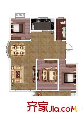 虞河小鎮(zhèn)一期多層17#/18#樓3號戶型 3室2廳1衛(wèi)1廚