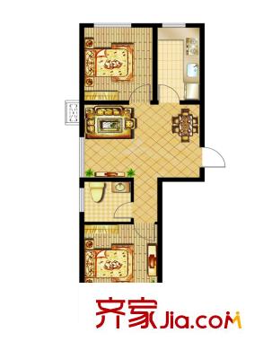 櫻海攬郡一期4#樓D戶型 2室2廳1衛(wèi)1廚