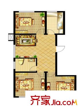 櫻海攬郡一期2#樓A戶型 3室1廳1衛(wèi)1廚