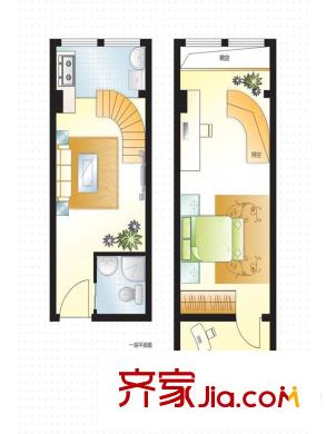 五米陽(yáng)光高層公寓C、F、G戶型 1室1廳1衛(wèi)1廚